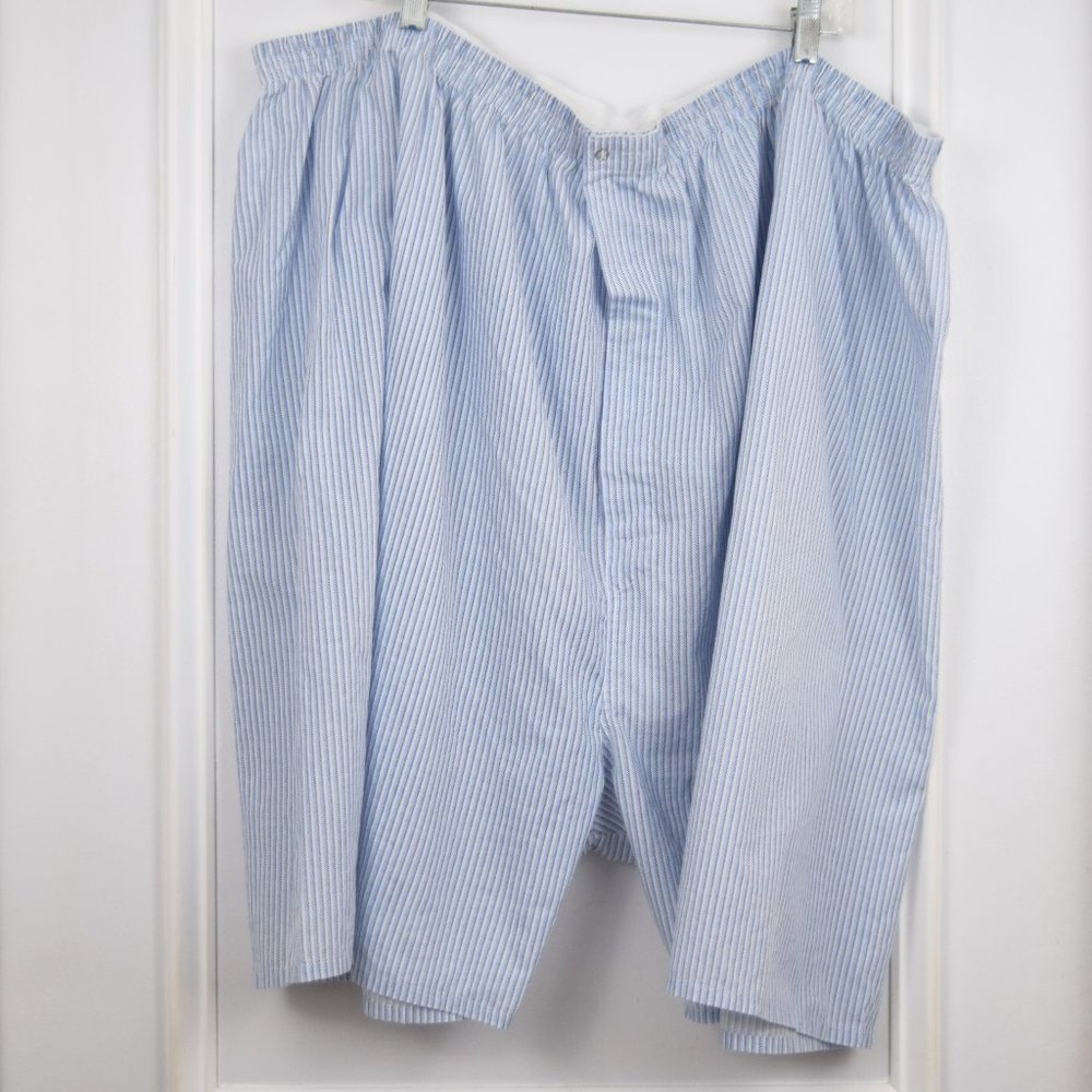 Botany 500 Pajama Shorts Bottoms Men 5XL Blue White Stripe Snap Close Elastic